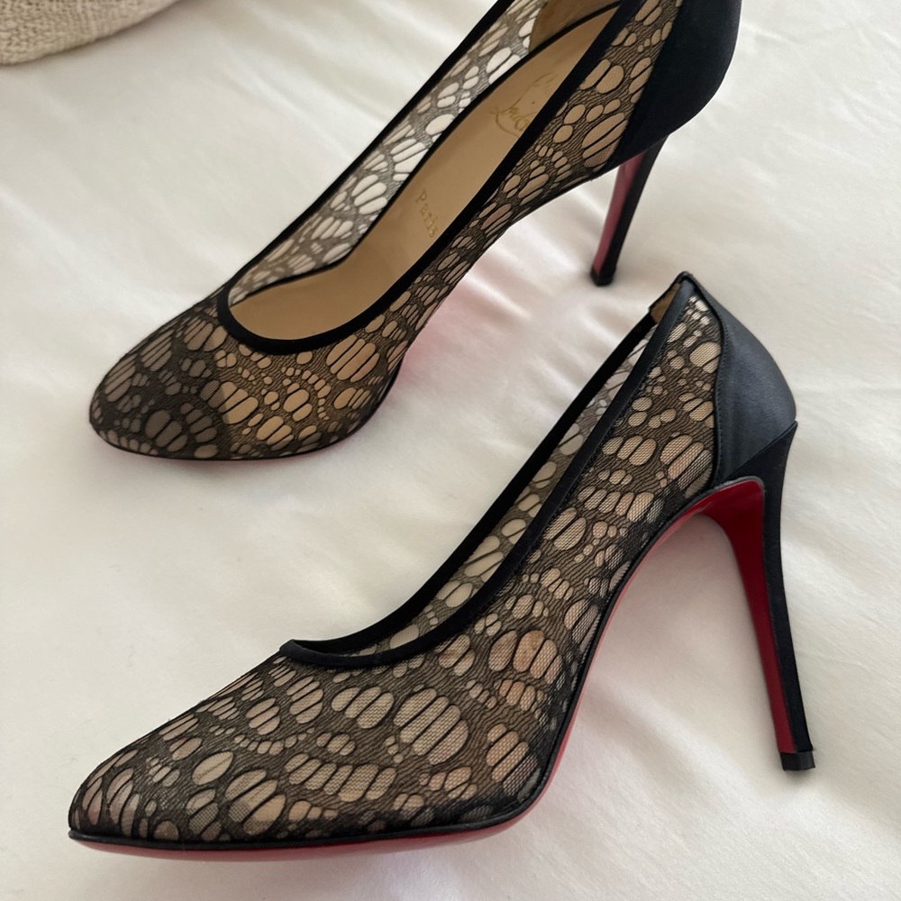 New- Christian Louboutin Black Lace Heels
